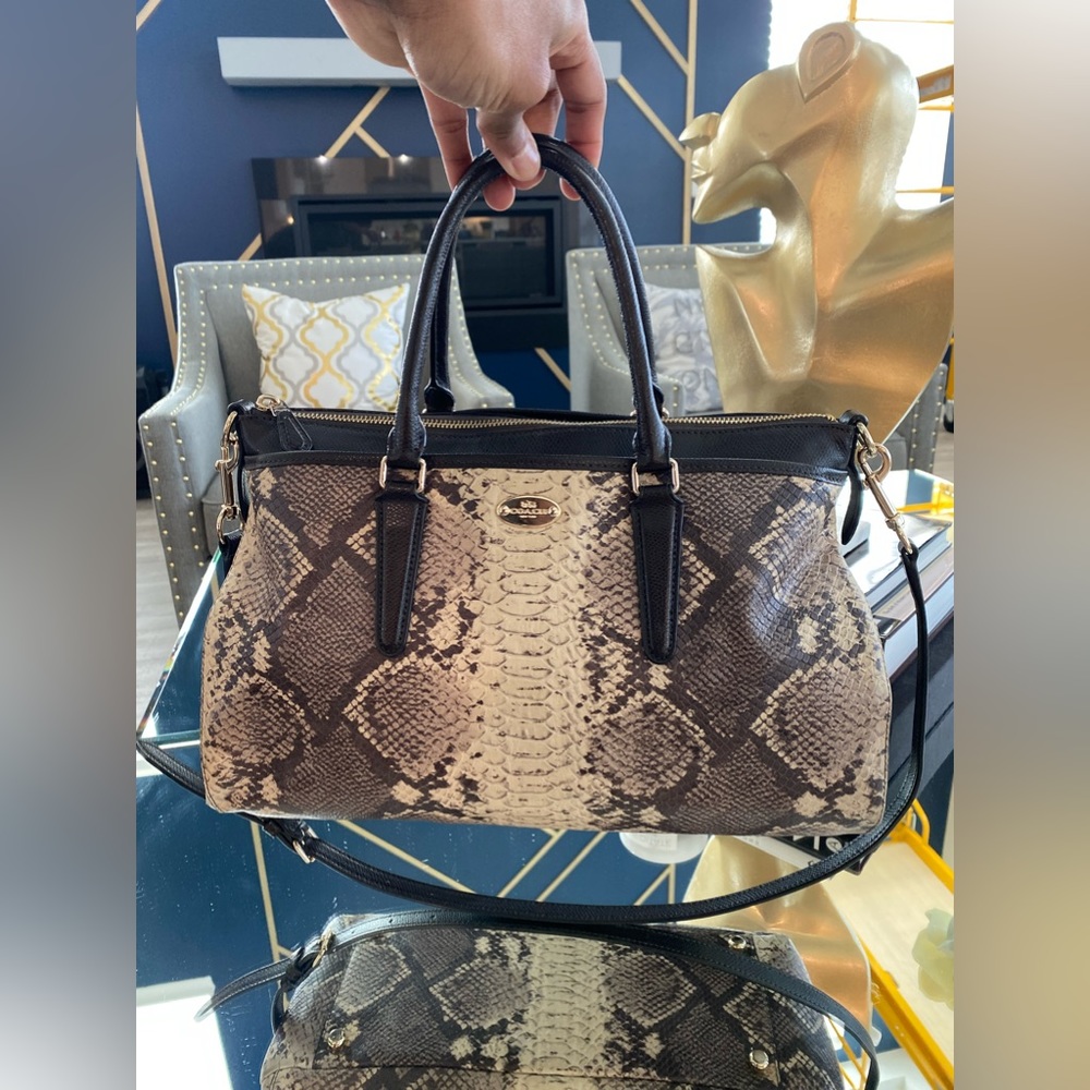Coach Morgan Satchel In Python Snakeskin Embossed… - image 1